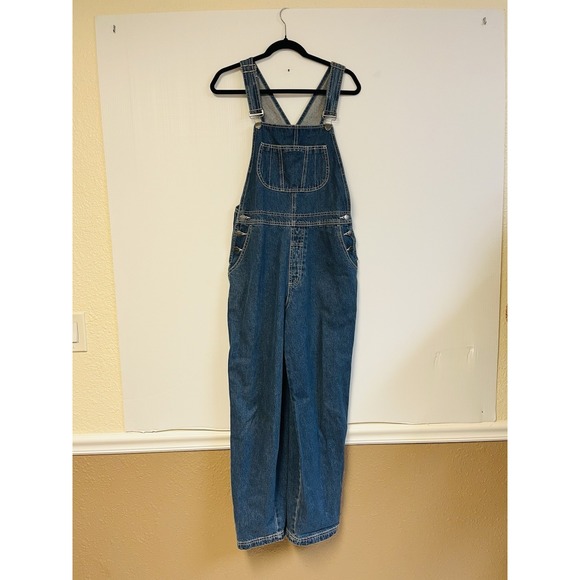 LL Bean Vintage Overalls Women Denim Bib Cotton Cottage Farm Chore Dungaree - Picture 2 of 8
